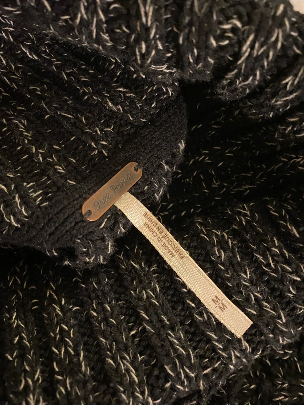 Free People Black Marled Turtleneck Sweater